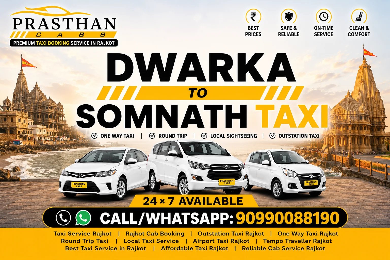 Dwarka to Somnath Taxi Service