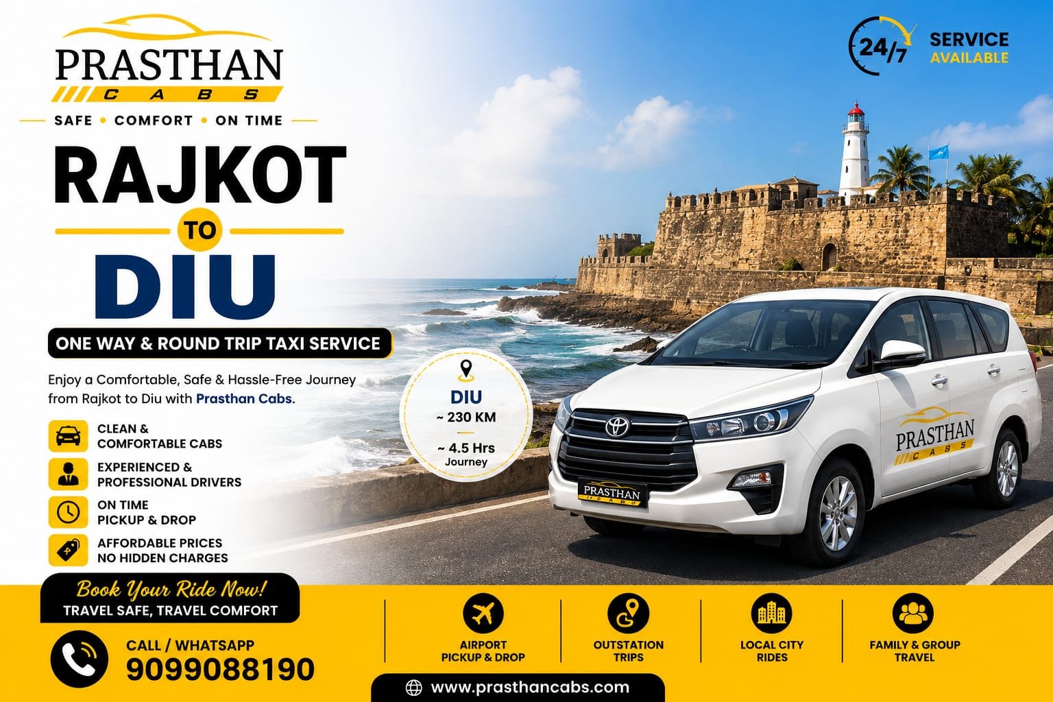 Rajkot to Diu Cab Service