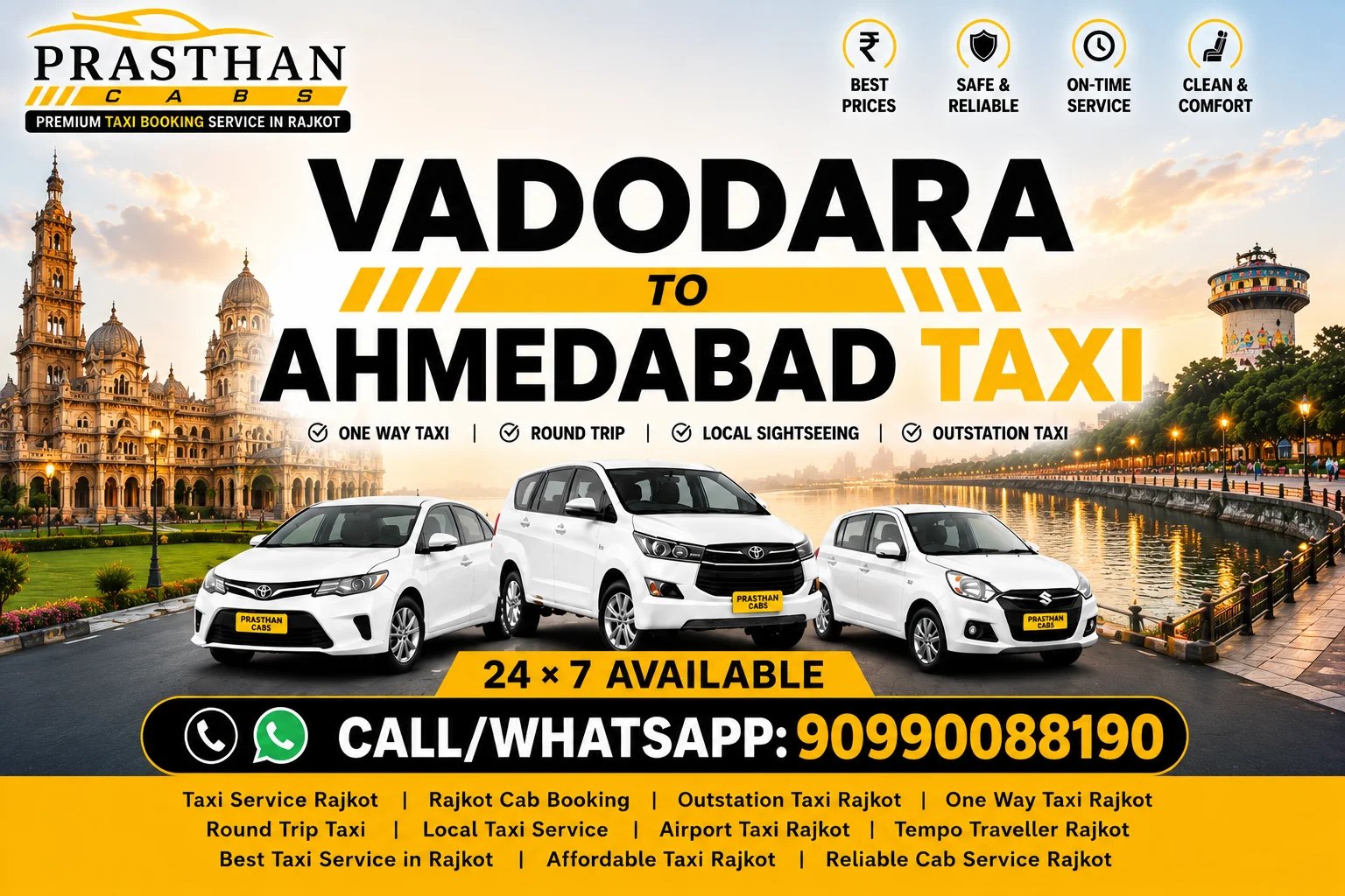Vadodara to Ahmedabad Taxi Booking